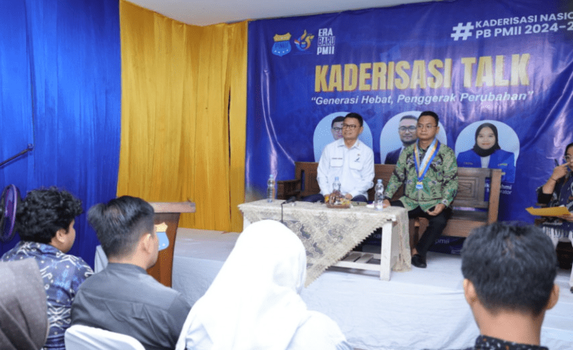 Kepala BPOM RI Taruna saat menjadi narasumber dalam kegiatan Kaderisasi Festival PMII yang digelar di Kantor Pusat Pengurus Besar PMII, Jakarta Pusat, Jumat (2/5/2025).