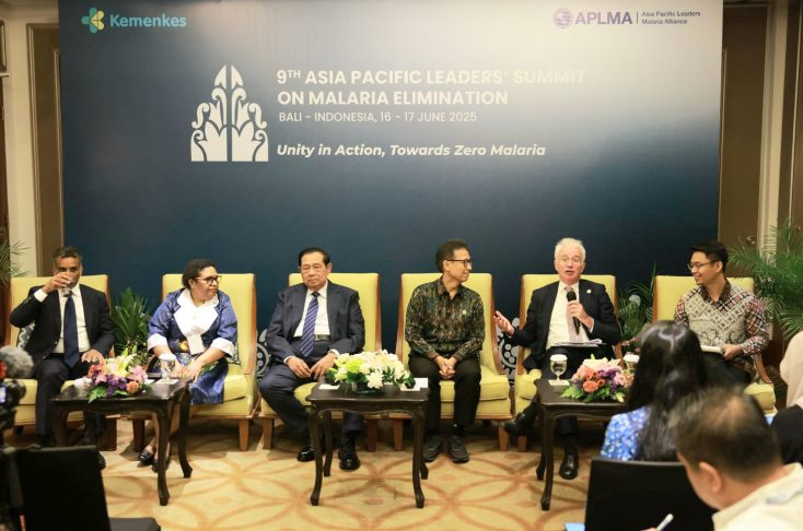 Konferensi pers Asia Pacific Leaders’ Summit on Malaria Elimination ke-9 di Bali, Selasa (17/6).