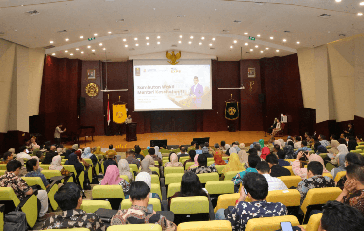 Pembukaan Medical Expo FKUI 2026 yang dirangkaikan dengan peluncuran Ekosistem One Health Indonesia, Center of Excellence for Indonesia Health, serta vaksin tifoid Bio-TCV, hasil kolaborasi Fakultas Kedokteran Universitas Indonesia (FKUI) dan PT Bio Farma, di Kampus FKUI Salemba, Jakarta, Kamis (16/7/2026).